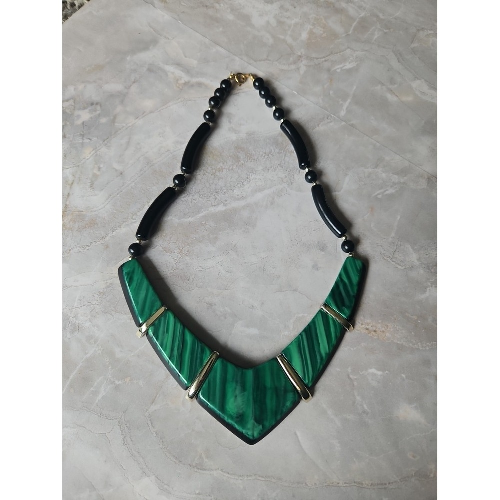 Aztec Costume Jewelry Plastic Yet‎ Classy Necklace Green Black Collar Statement
